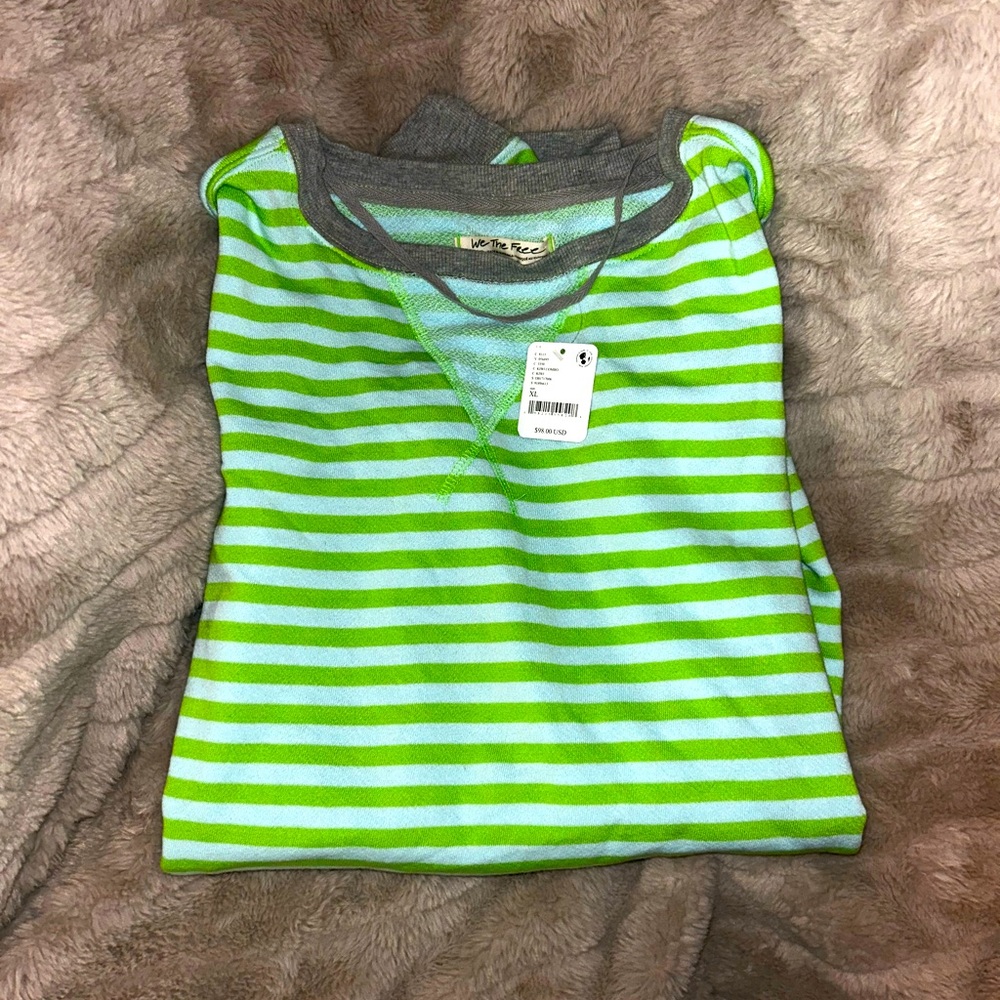 Brand New with Tags Feee People striped sweatshirt.
